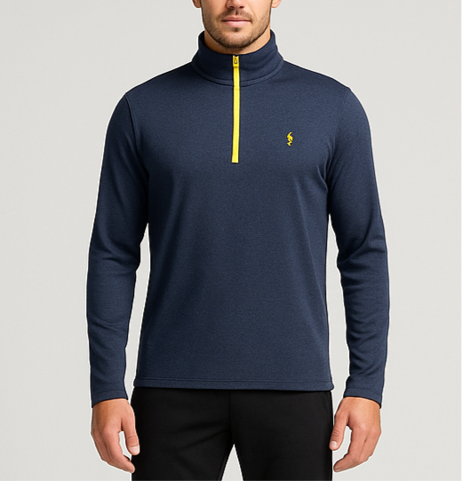 Sueter Jersey Polo Ralph Lauren 🏇🏼 Performance color azul grisaceo y logo en amarillo Talla M