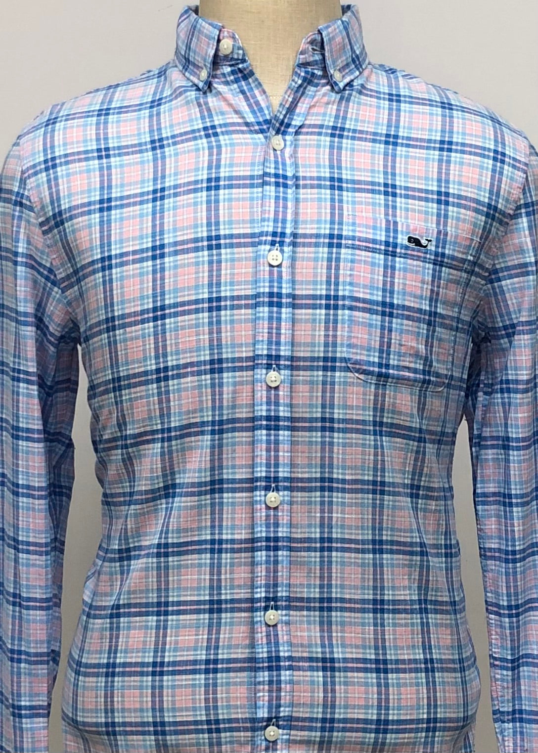 Camisa de cuadros Vineyard Vines 🐳 de cuadros en color azul, celeste y rosado Talla S Entalle Slim Fit