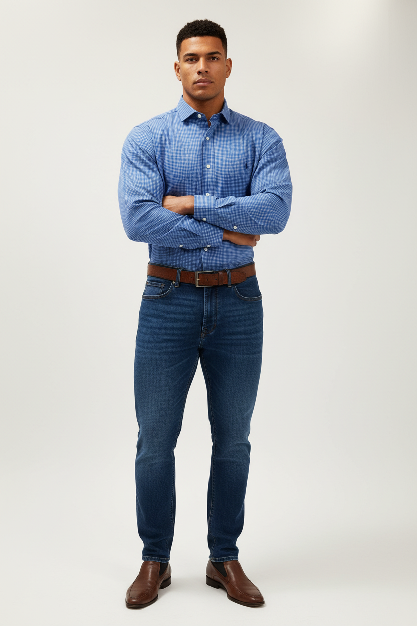 Camisa de botones Polo Ralph Lauren 🏇🏼 color azul de cuadros en color azul navy Talla XL Entalle Regular