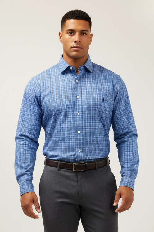 Camisa de botones Polo Ralph Lauren 🏇🏼 color azul de cuadros en color azul navy Talla XL Entalle Regular