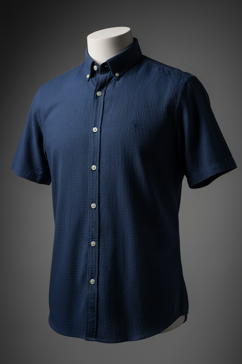 Camisa Polo Ralph Lauren 🏇🏼 Seersucker Color azul navy Talla M Entalle Slim Fit