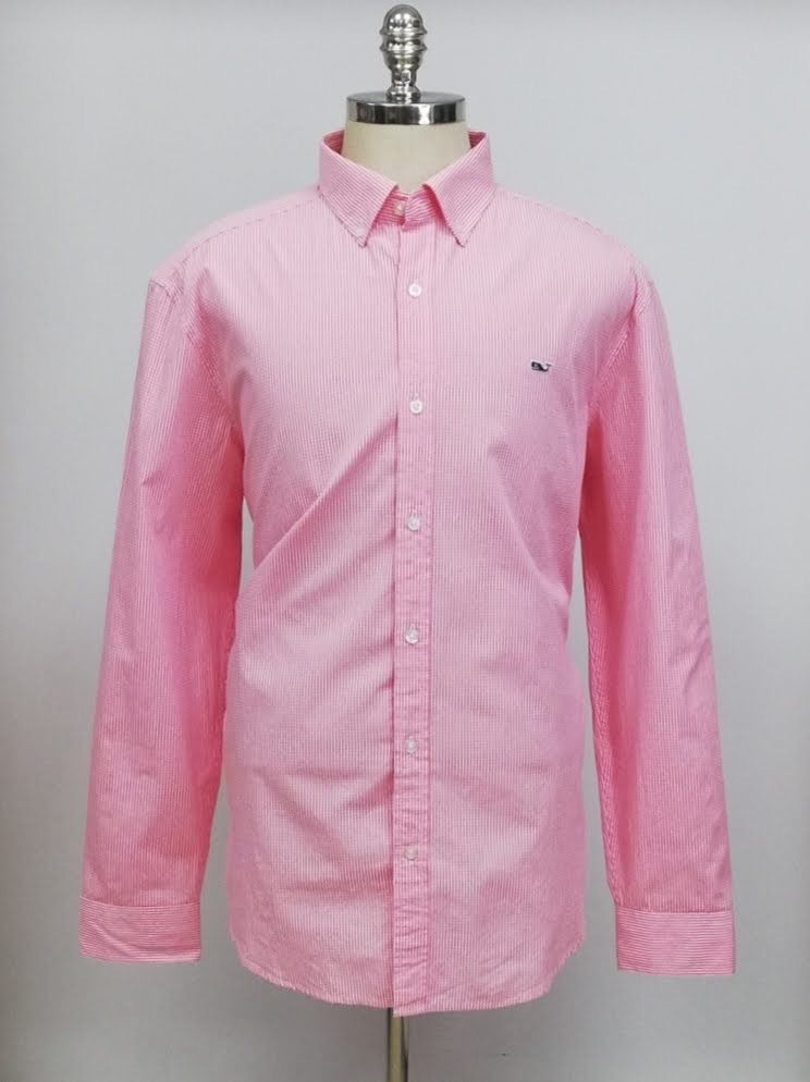 Camisa de botones Vineyard Vines 🐳 de cuadros finos en color rosado y blanco Talla XL Entalle Regular