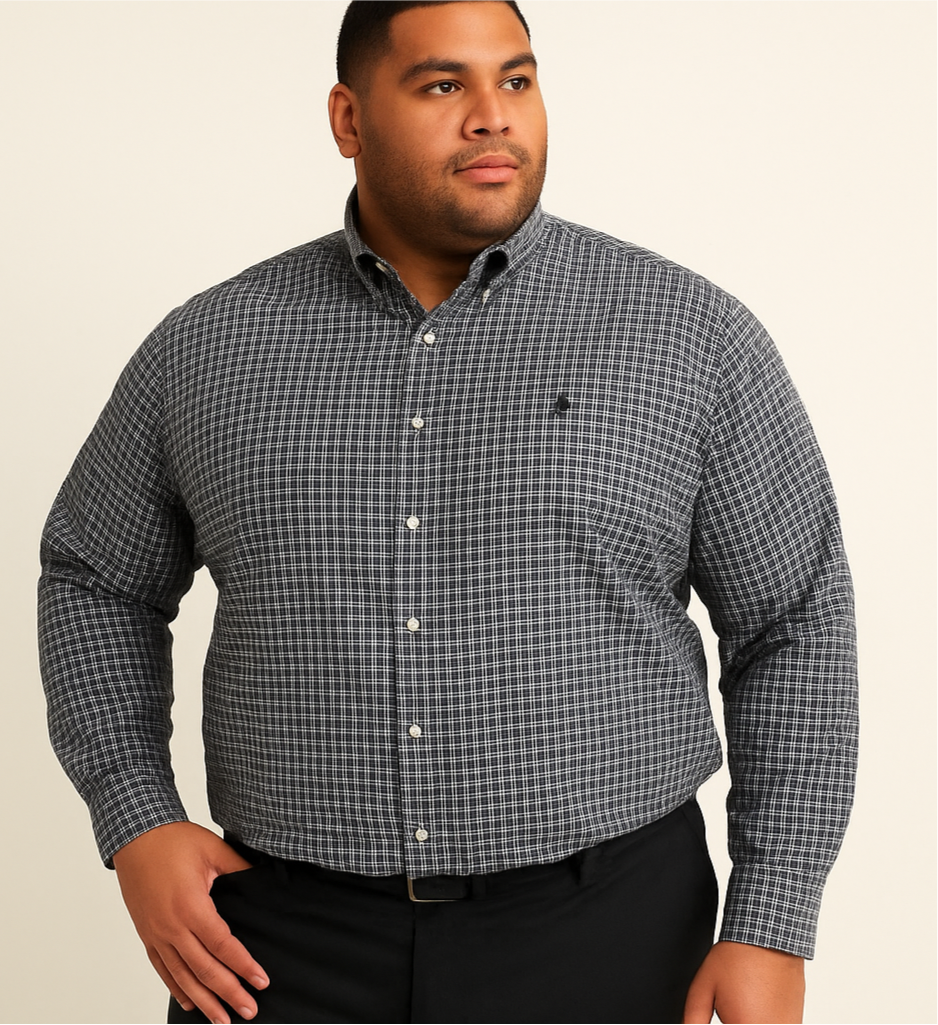 Camisa Polo Ralph Lauren 🏇🏼 con patron de cuadros en negro y blanco Talla 3XL Entalle Regular