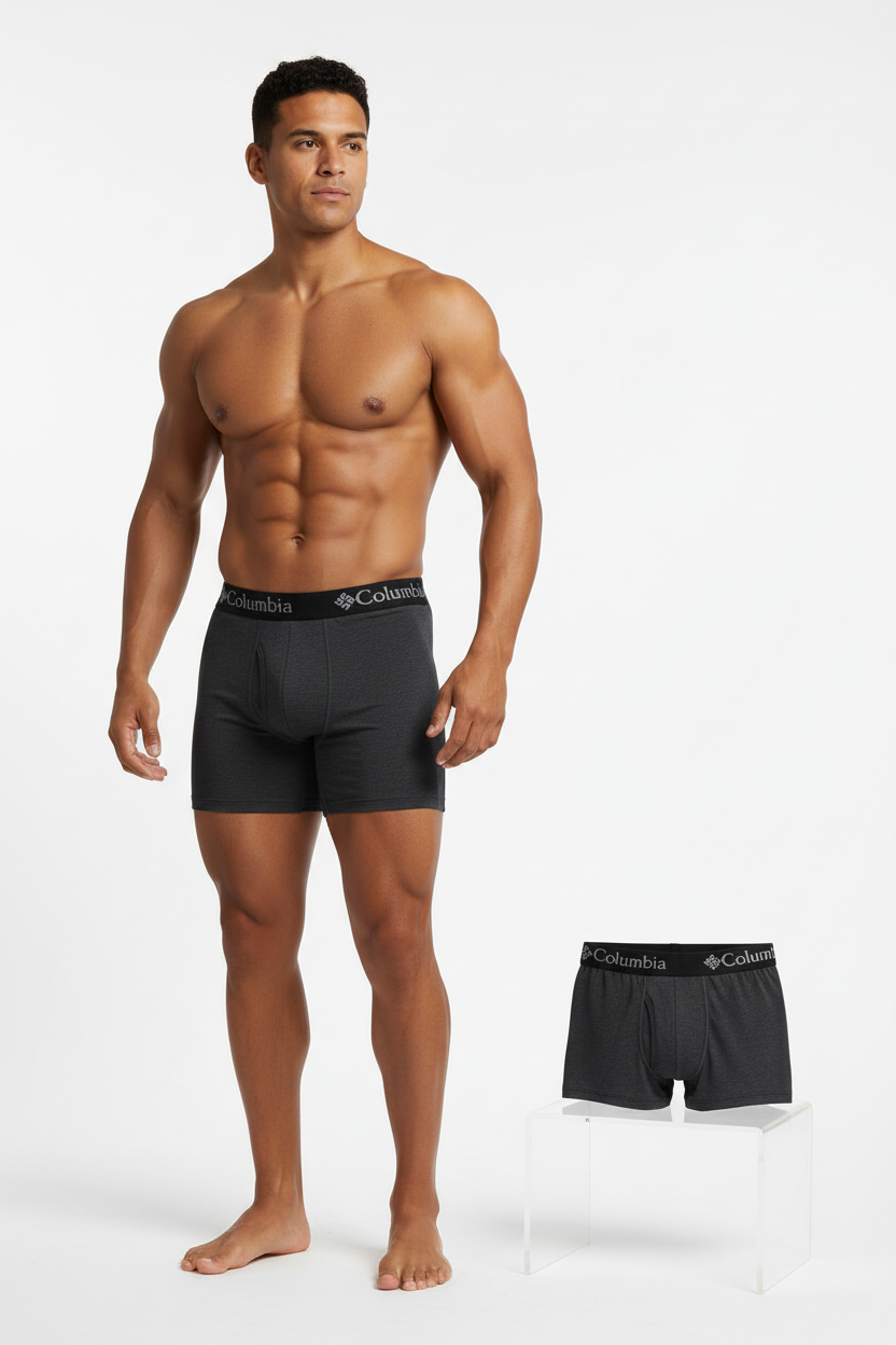 Paquete de 2 Boxers Briefs Columbia 🔷 Tela de algodón stretch color gris oscuro Talla XL