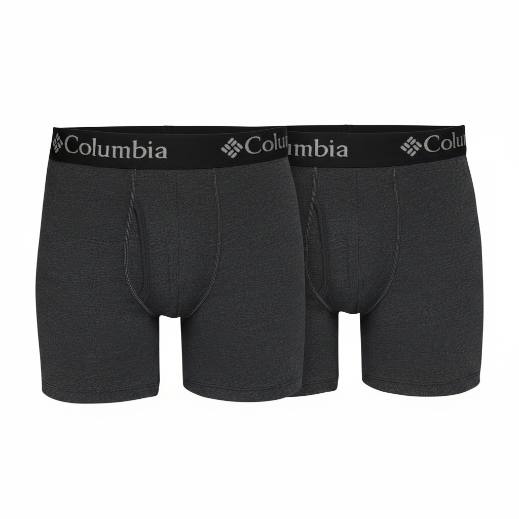 Paquete de 2 Boxers Briefs Columbia 🔷 Tela de algodón stretch color gris oscuro Talla XL