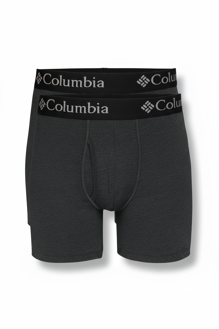 Paquete de 2 Boxers Briefs Columbia 🔷 Tela de algodón stretch color gris oscuro Talla XL