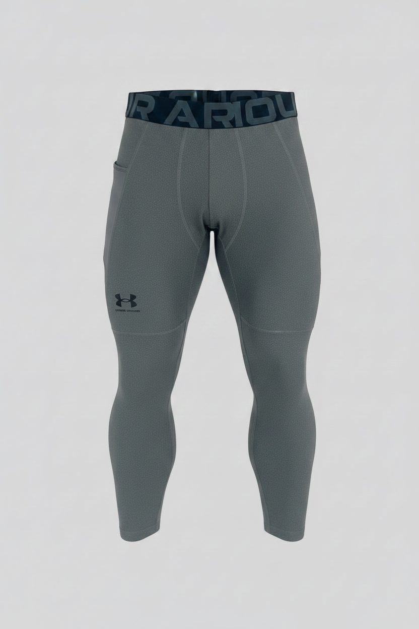 Malla de entrenamiento licra Under Armour 🏋🏽 Pro Dri-FIT 3/4 para hombre en Color gris y cintura negro Talla M