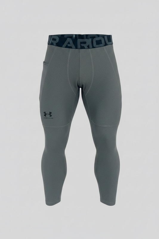 Malla de entrenamiento licra Under Armour 🏋🏽 Pro Dri-FIT 3/4 para hombre en Color gris y cintura negro Talla M