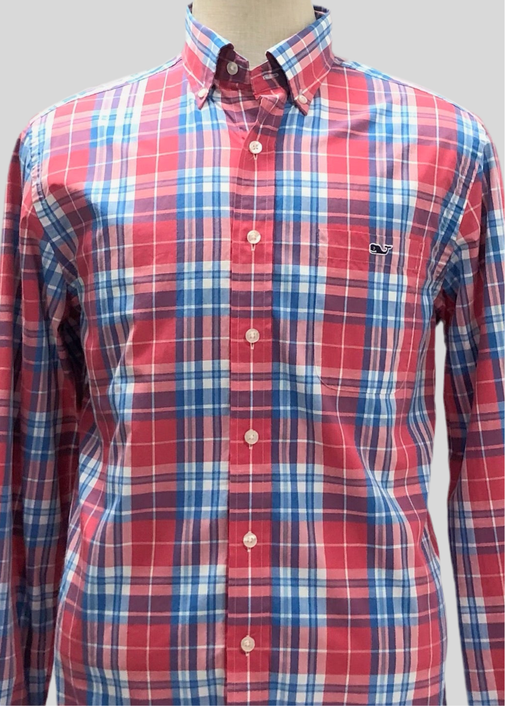 Camisa de botones Vineyard Vines 🐳 de cuadros en color rojo, azul y blanco Talla M Entalle Slim Fit
