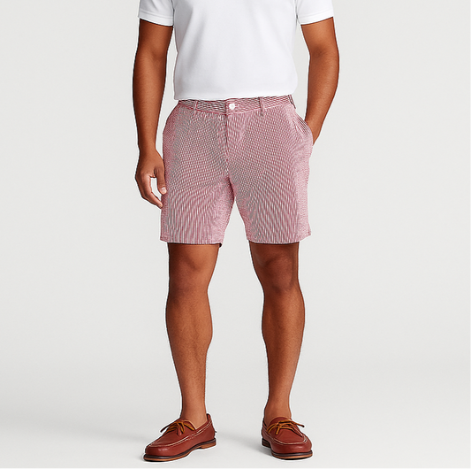 Short Casual Vineyard Vines 🐳 seersucker de rayas en color rojo y blanco talla 32