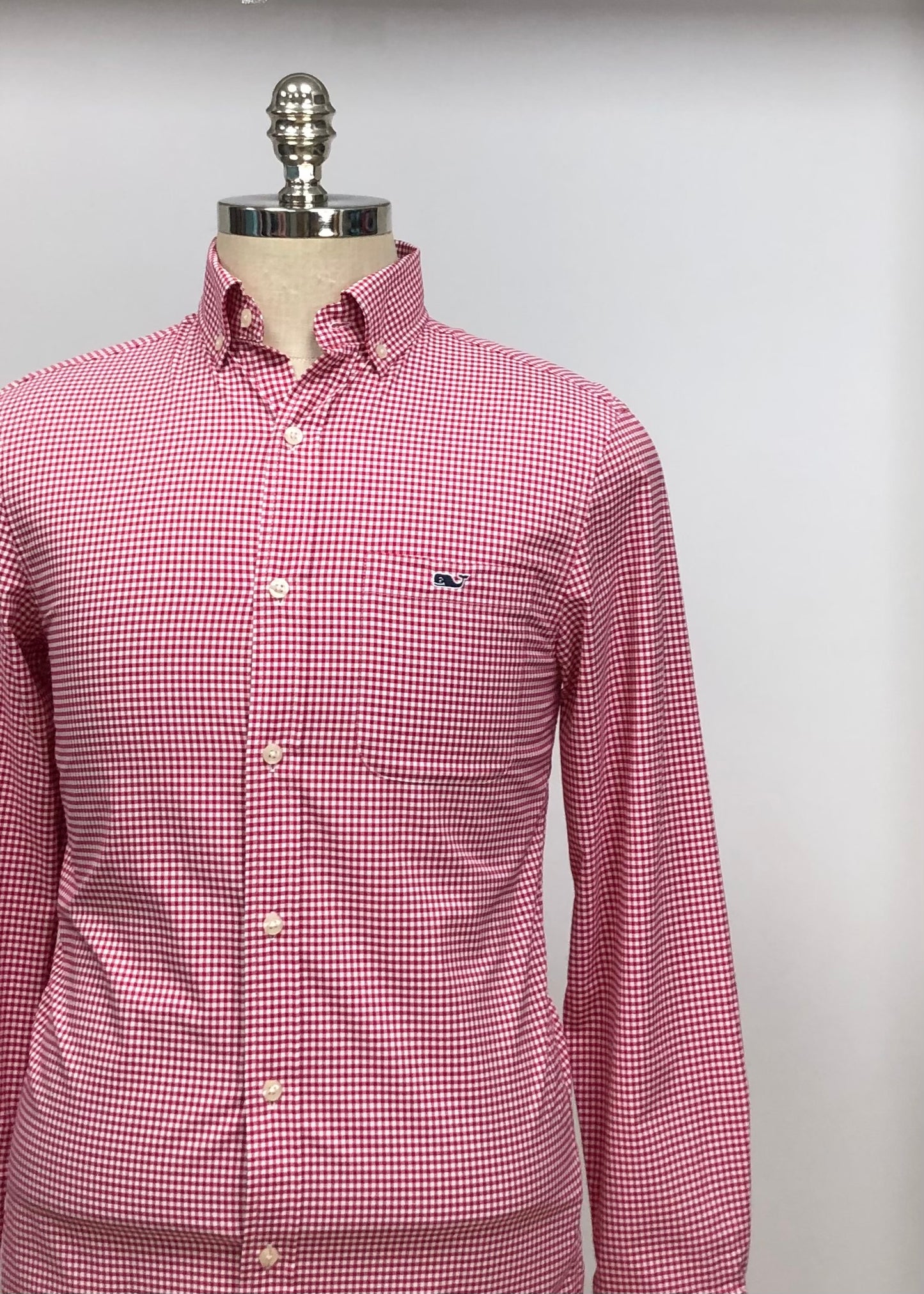 Camisa de botones Vineyard Vines 🐳 Performance con patrón de cuadros en color rojo y blanco Talla XS Entalle Clásico