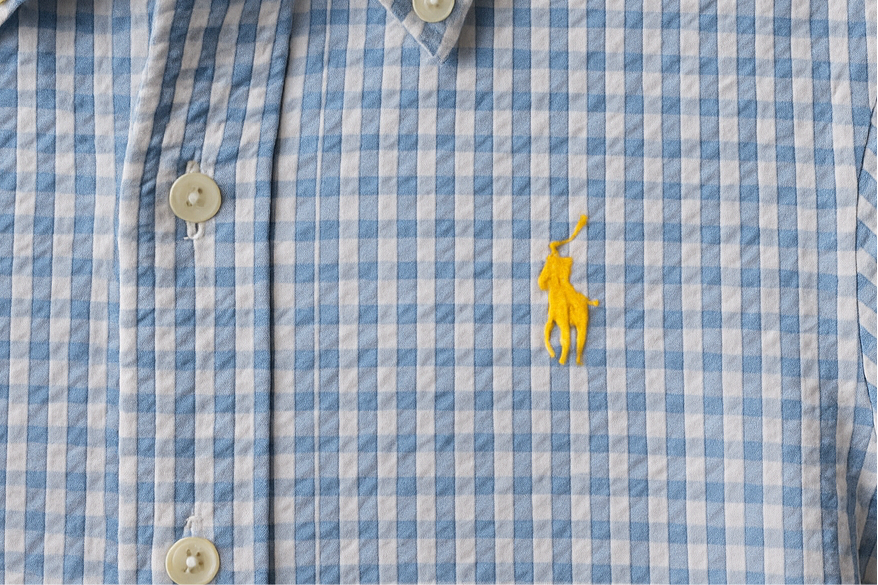 Camisa de botones Polo Ralph Lauren 🏇🏼 Seersucker de cuadros gingham en azul y blanco Talla XL Entalle Clásico