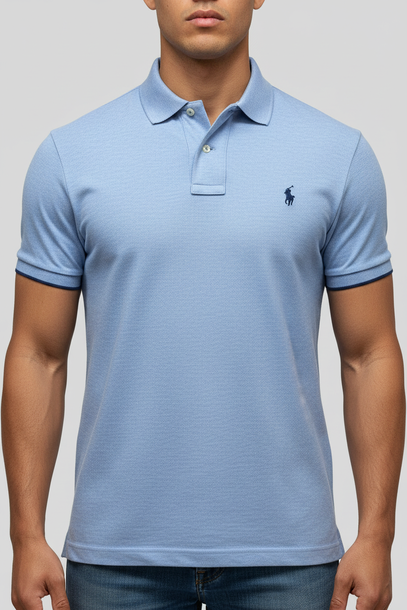 Camiseta Polo Ralph Lauren 🏇🏼 Pima color Celeste Talla L Entalle Regular
