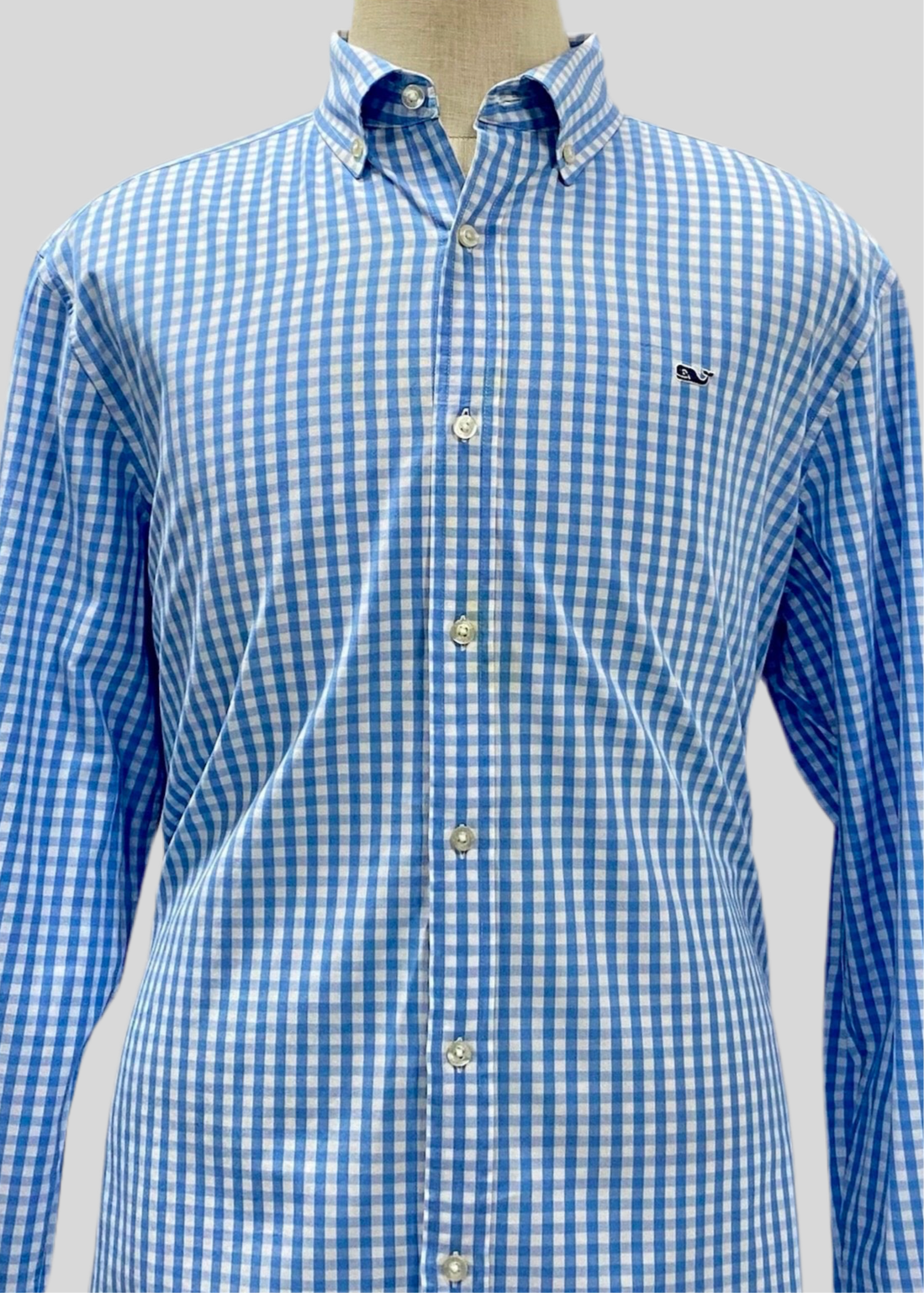 Camisa de botones Vineyard Vines 🐳 de cuadros gingham en color celeste y blanco Talla XL Entalle Regular