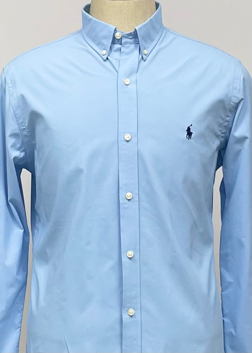 Camisa de botones Polo Ralph Lauren 🏇🏼 Tela Performance color celeste Talla L Entalle Slim Fit