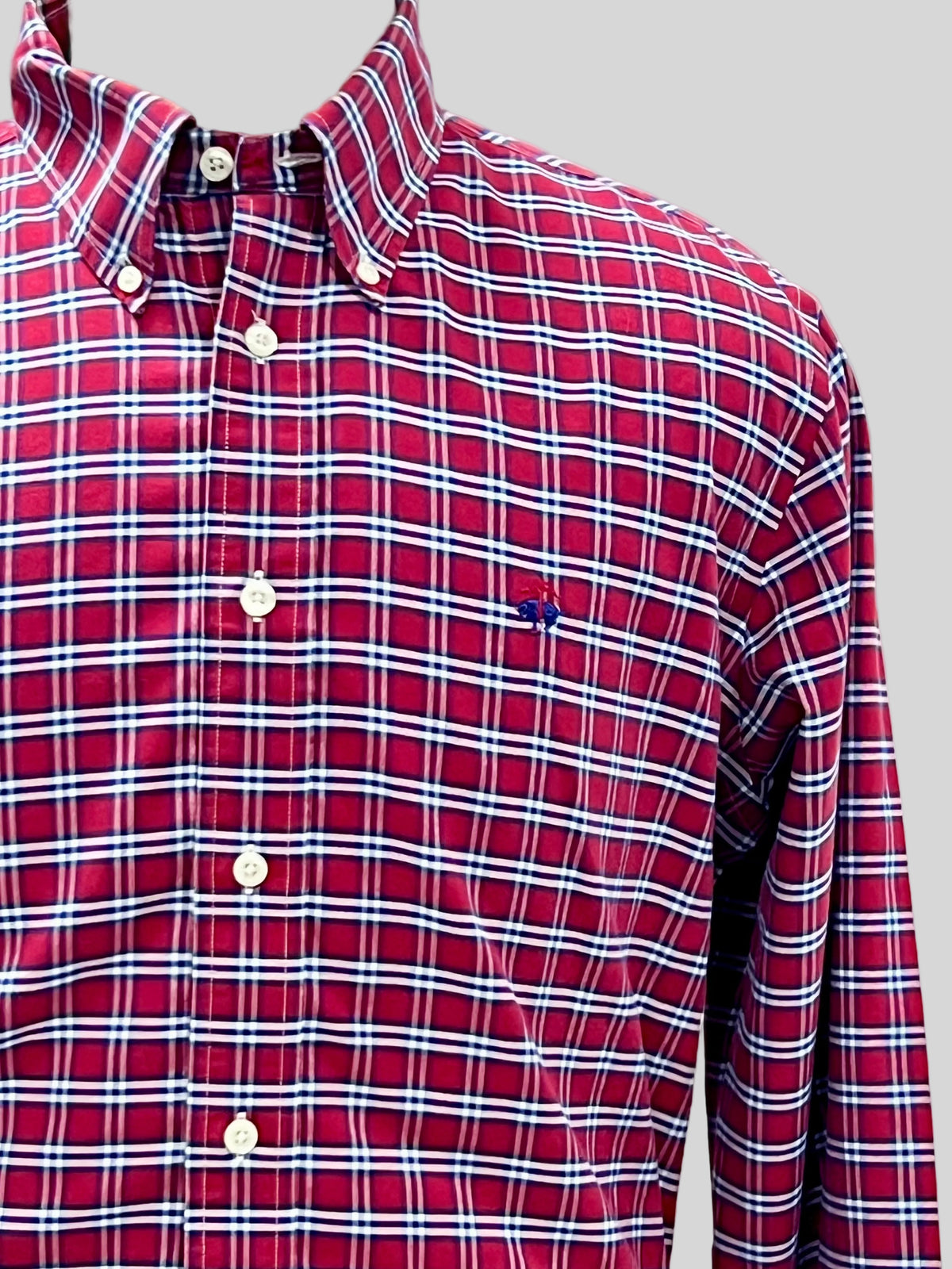 Camisa de botones Brooks Brothers 🐑 de cuadros en rojo, azul y blanco Talla L Entalle Regular