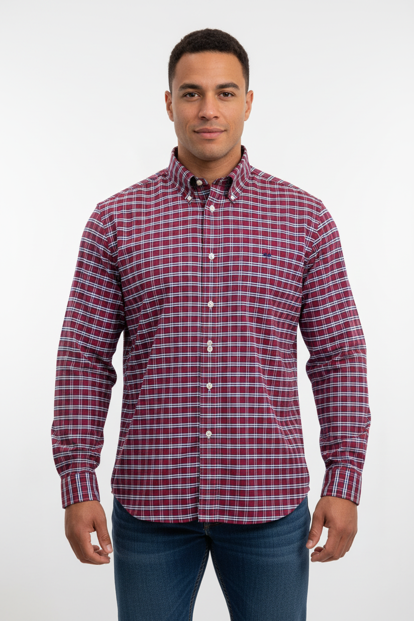 Camisa de botones Brooks Brothers 🐑 de cuadros en rojo, azul y blanco Talla L Entalle Regular