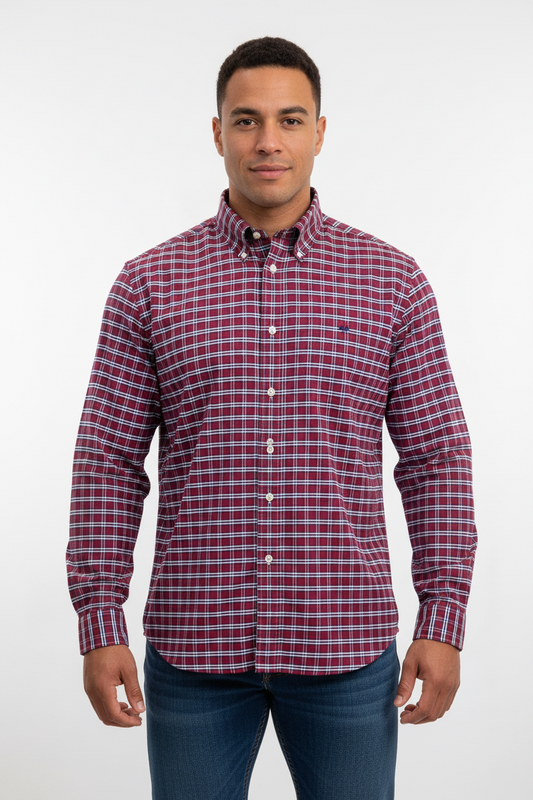Camisa de botones Brooks Brothers 🐑 de cuadros en rojo, azul y blanco Talla L Entalle Regular