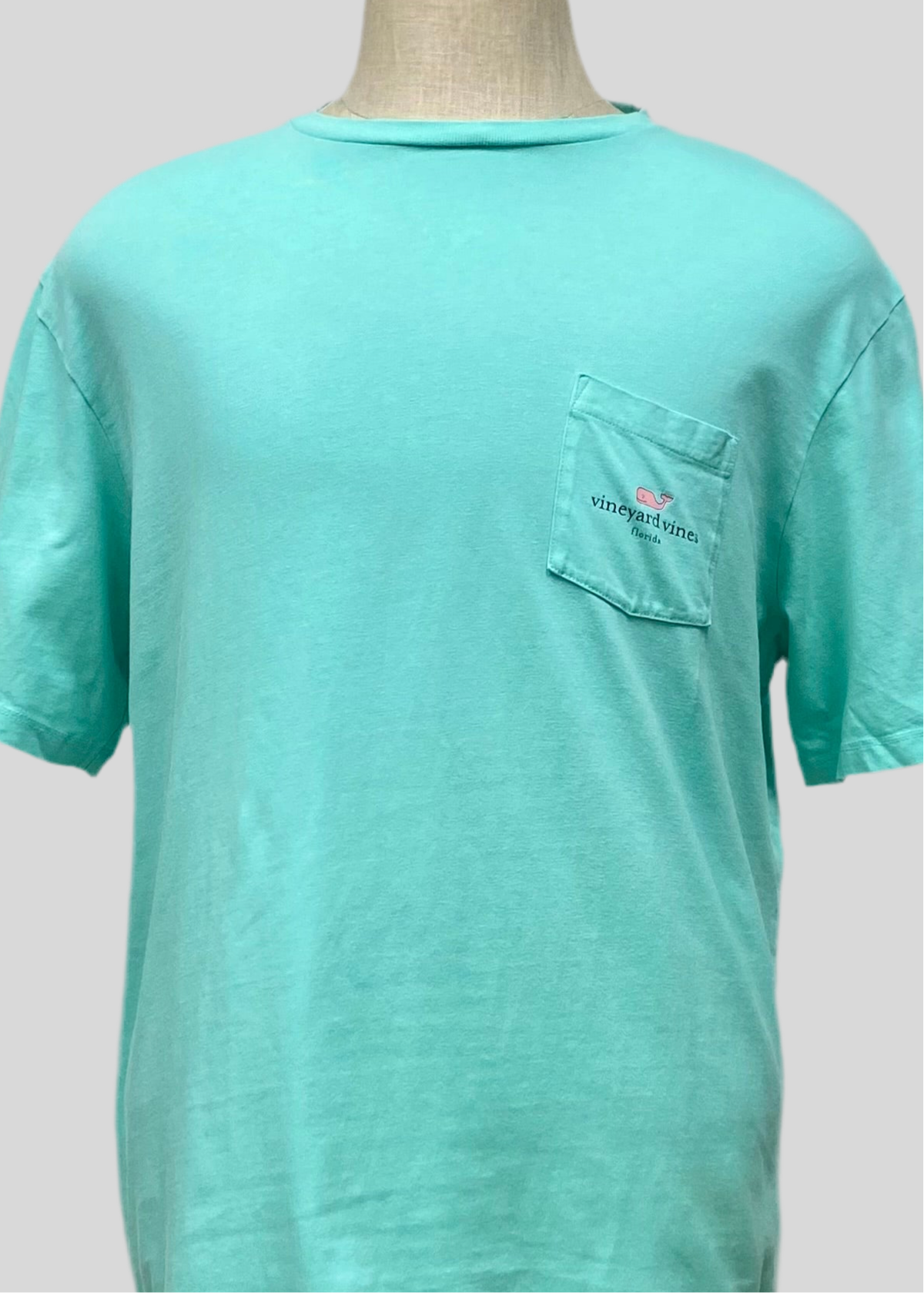 Camiseta de bolsillo Vineyard Vines 🐳 color turquesa claro con Diseño de ballena Florida Talla Large