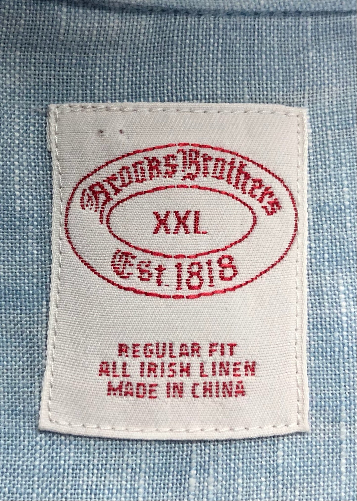 Camisa Brooks Brothers 🐑 De lino color celeste Talla XXL Entalle Regular