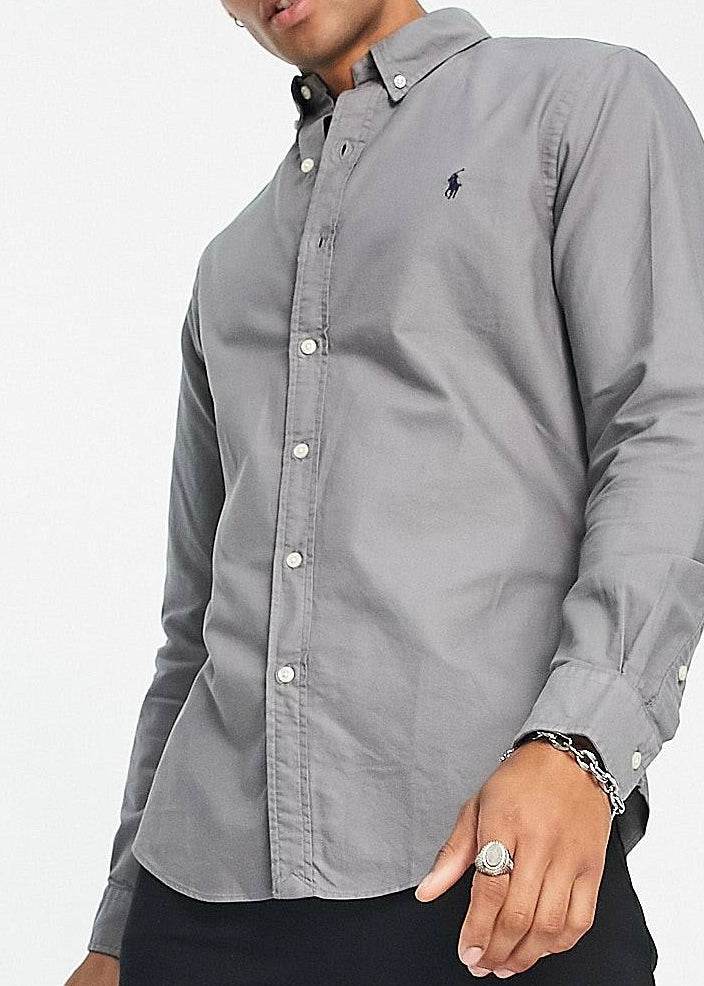 Camisa de botones Polo Ralph Lauren 🏇🏼 Oxford en color gris Talla XXL Entalle Clásico