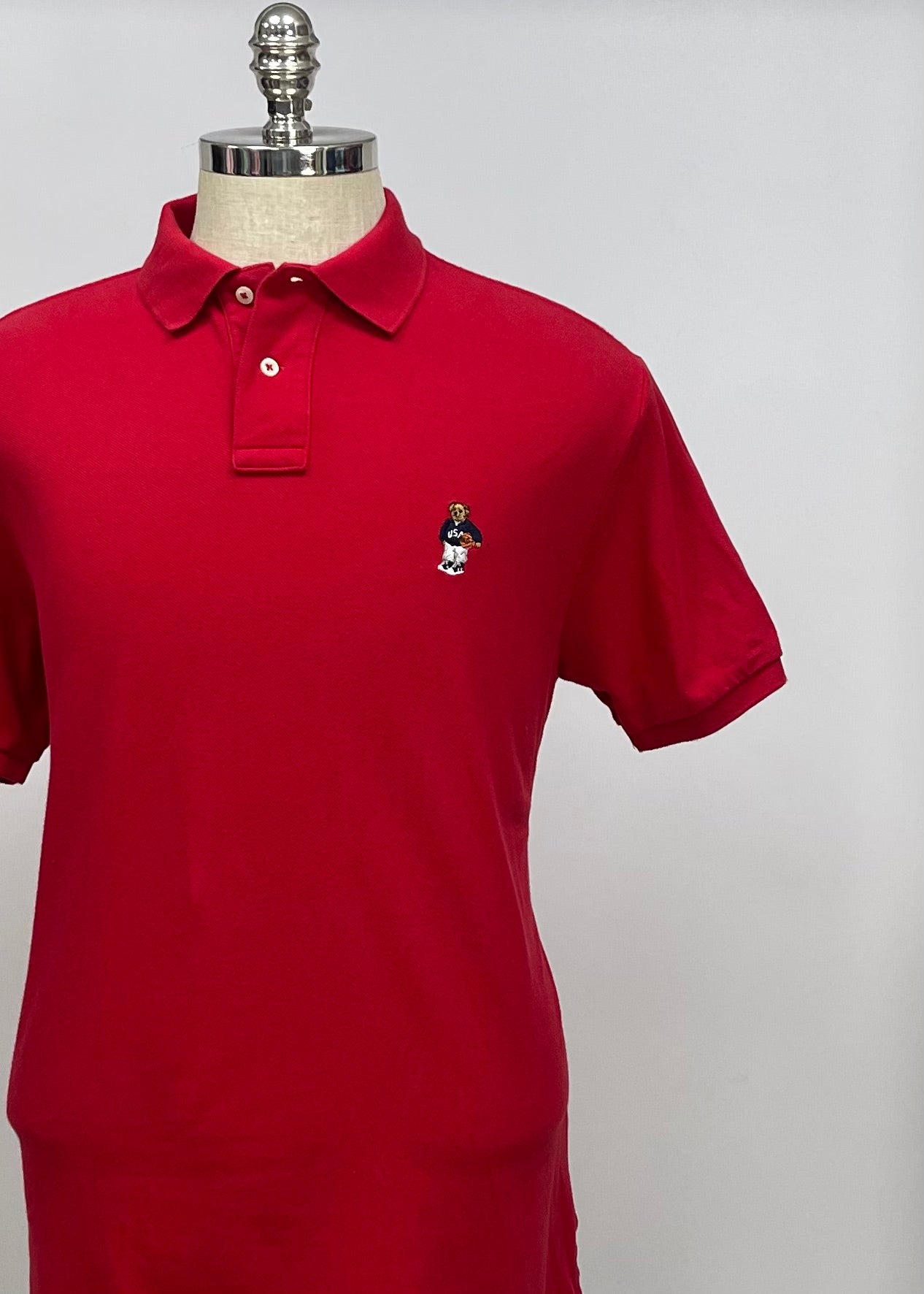 Camiseta Polo Ralph Lauren 🏇🏼 color rojo con logo de Polo Bear Talla XL Entalle Custom Fit