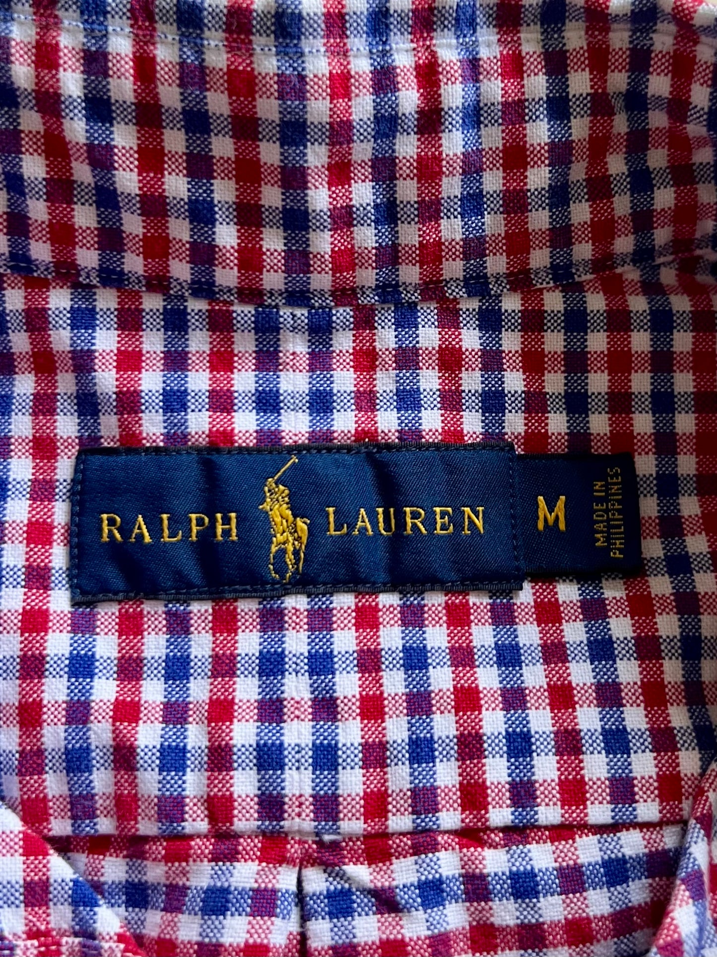 Camisa de botones Polo Ralph Lauren 🏇🏼 Oxford de cuadros rojo, azul y blanco Talla M Entalle Regular