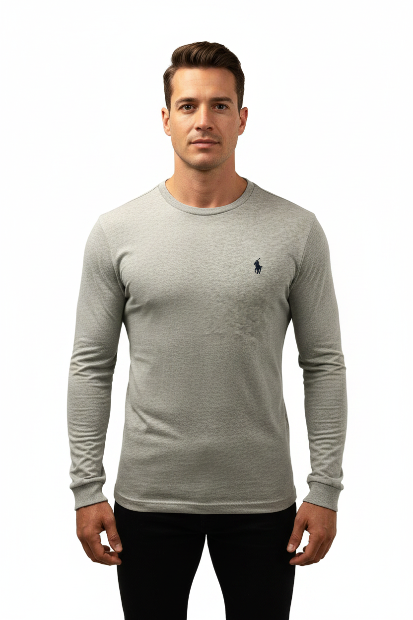 Camiseta cuello redondo Polo Ralph Lauren 🏇🏼 color crema manga larga Talla M Custom Slim Fit