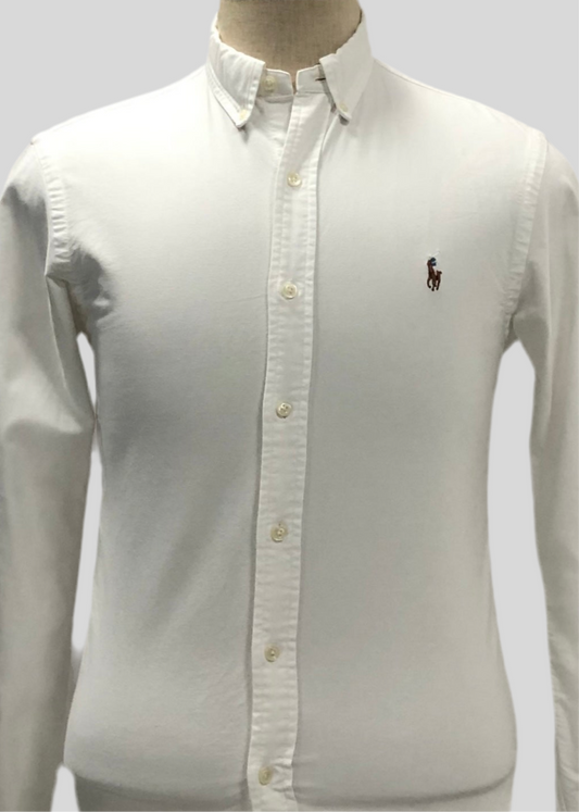 Camisa de botones Polo Ralph Lauren 🏇🏼 Oxford en color blanco Talla S Entalle Slim Fit (ver descripción)
