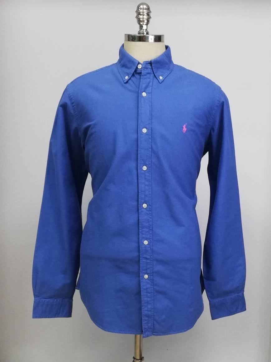 Camisa de botones Polo Ralph Lauren 🏇🏼 Oxford en color azul grisáceo Talla L Entalle Clásico