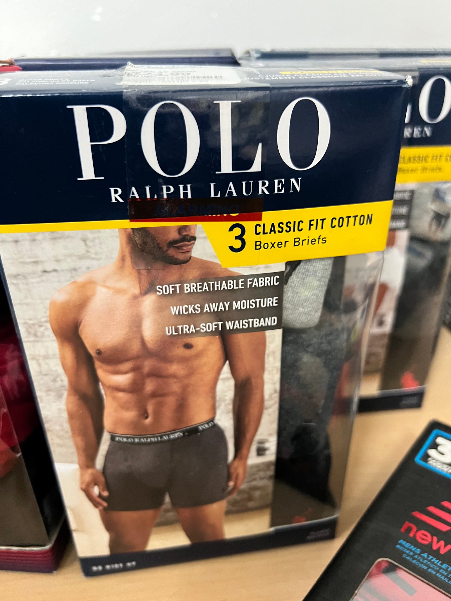 Paquete de 3 Boxer Briefs Polo Ralph Lauren 🏇🏼 Classic Fit Tela algodón stretch color gris oscuro, negro y gris claro Talla S