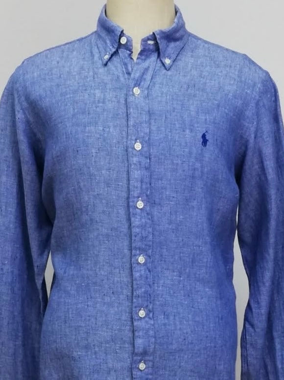 Camisa de botones Polo Ralph Lauren 🏇🏼 De Lino en color azul grisáceo Talla L Entalle Regular