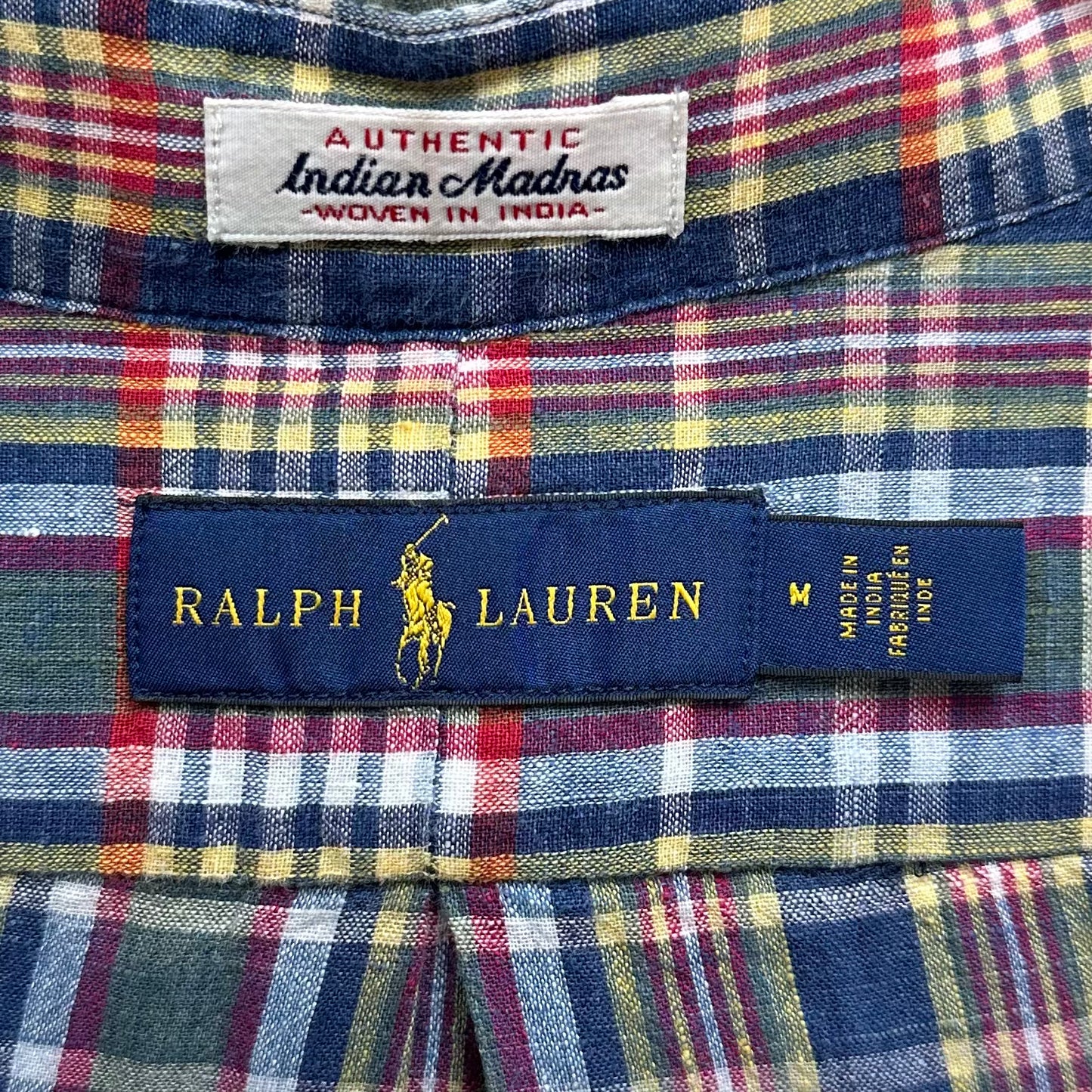 Camisa Polo Ralph Lauren 🏇🏼 con patron de cuadros tartán en color azul, verde oscuro y rojo Talla M Entalle Regular