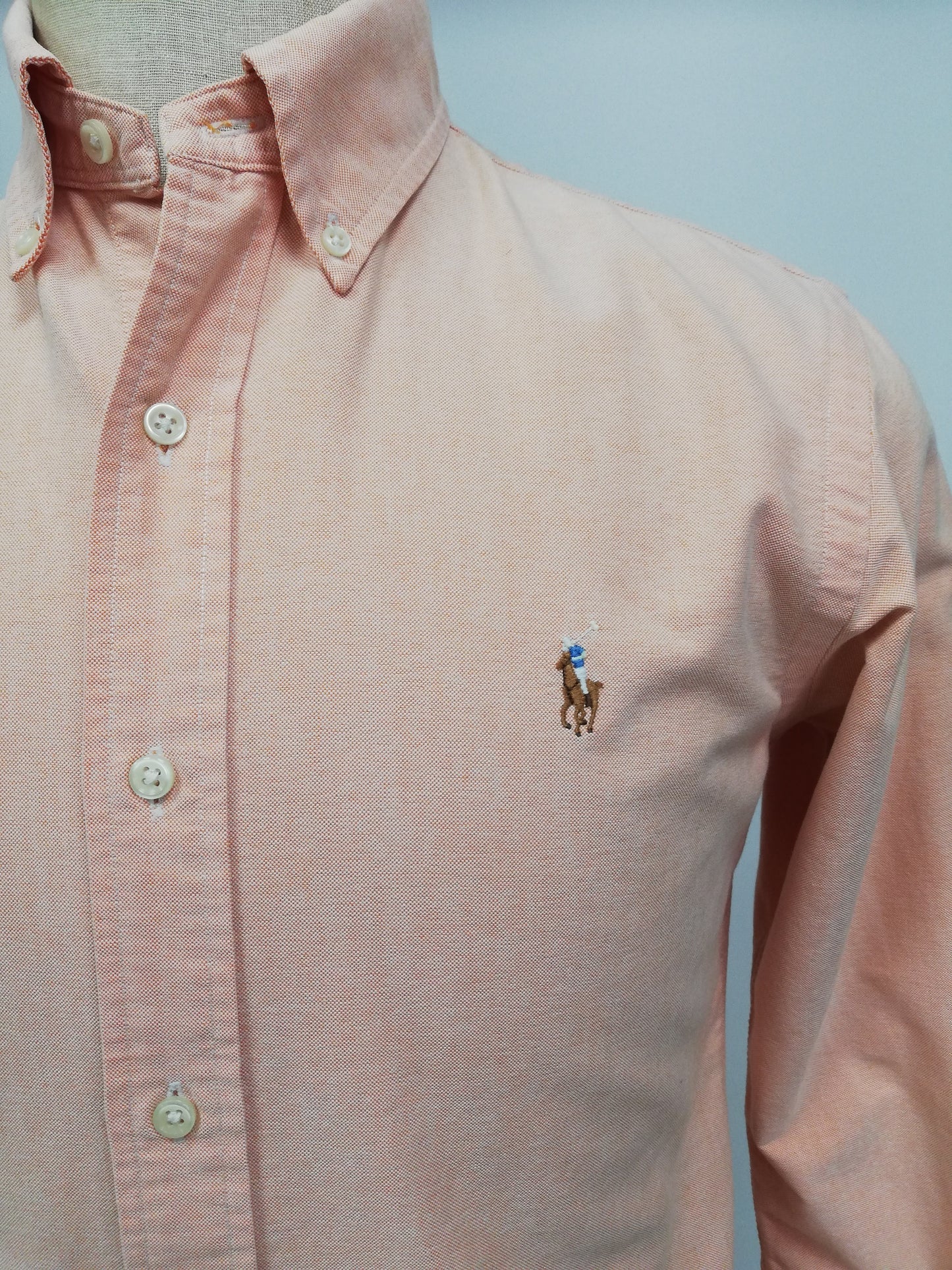 Camisa de botones Polo Ralph Lauren 🏇🏼 Oxford en color salmón Talla S Entalle Custom Fit (ver descripción)