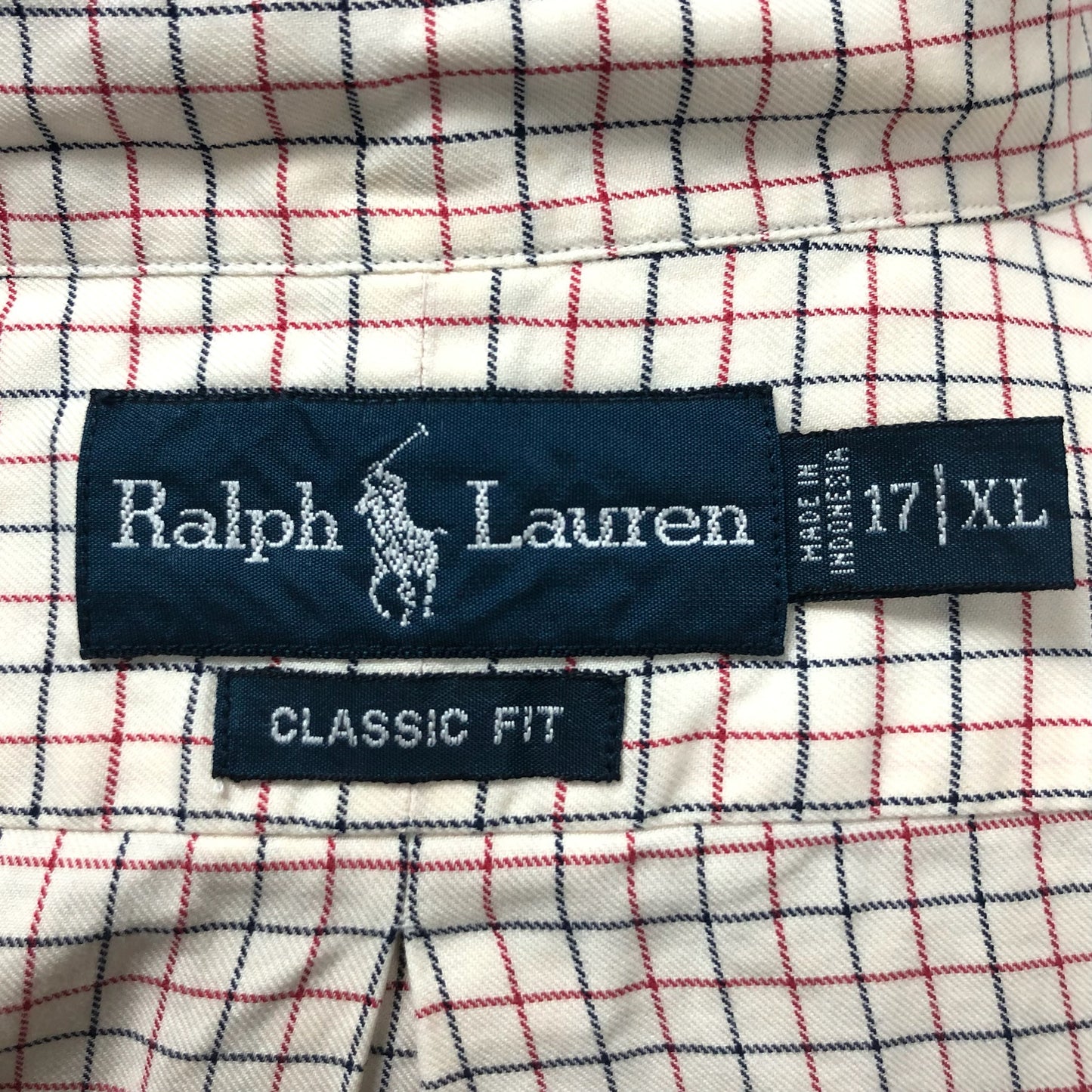 Camisa de botones Polo Ralph Lauren 🏇🏼 color blanco de cuadros rojo y negro Talla XL Entalle Clásico(ver descripción)