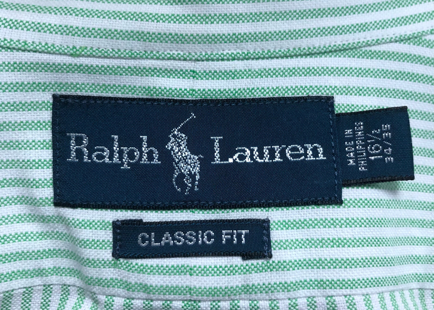 Camisa de botones Polo Ralph Lauren 🏇🏼 Oxford de rayas en verde menta y blanco Talla L Entalle Clásico