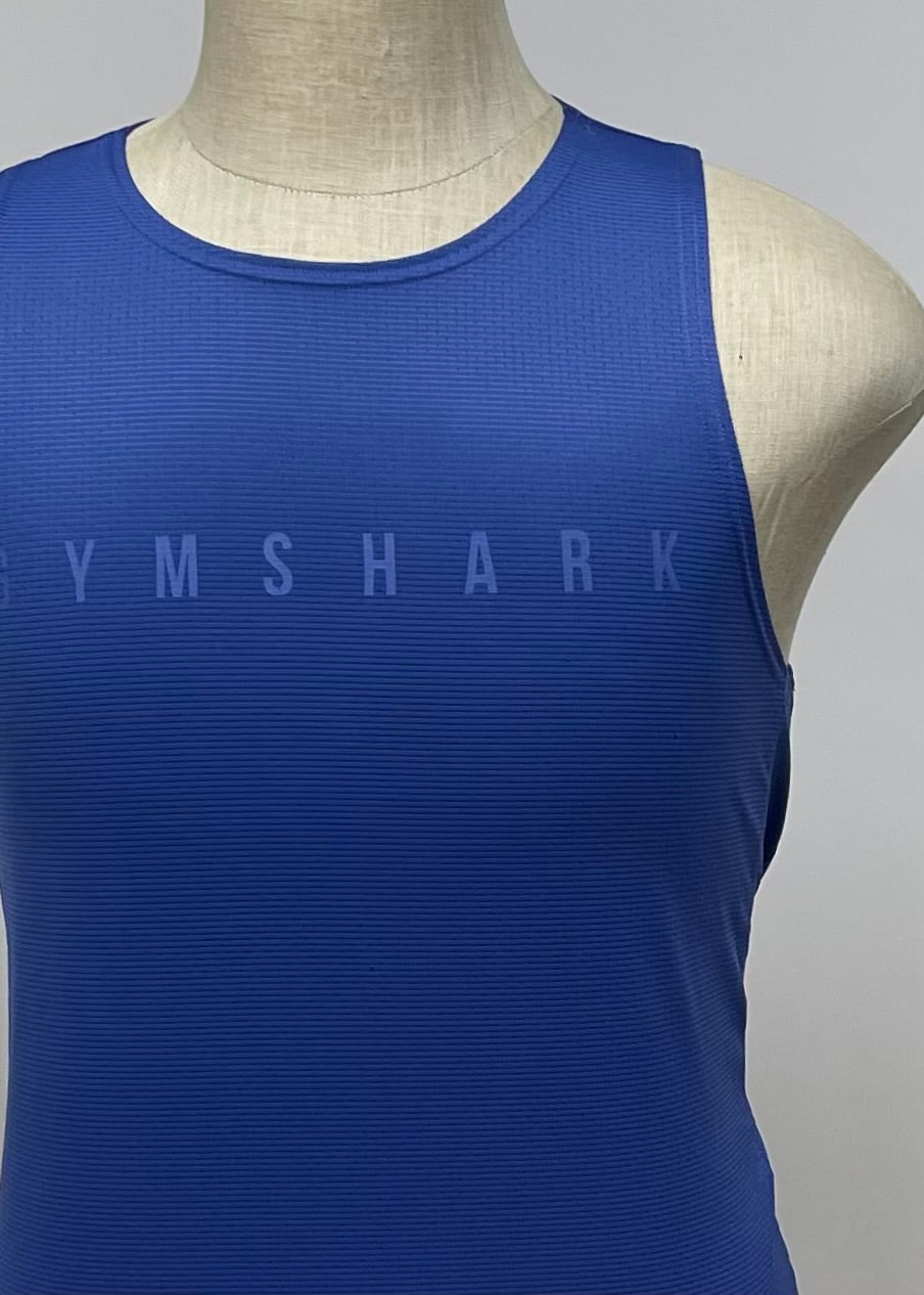 Camiseta de entrenamiento sin mangas Gymshark 🏋🏽 color azul y logo en celeste Talla S