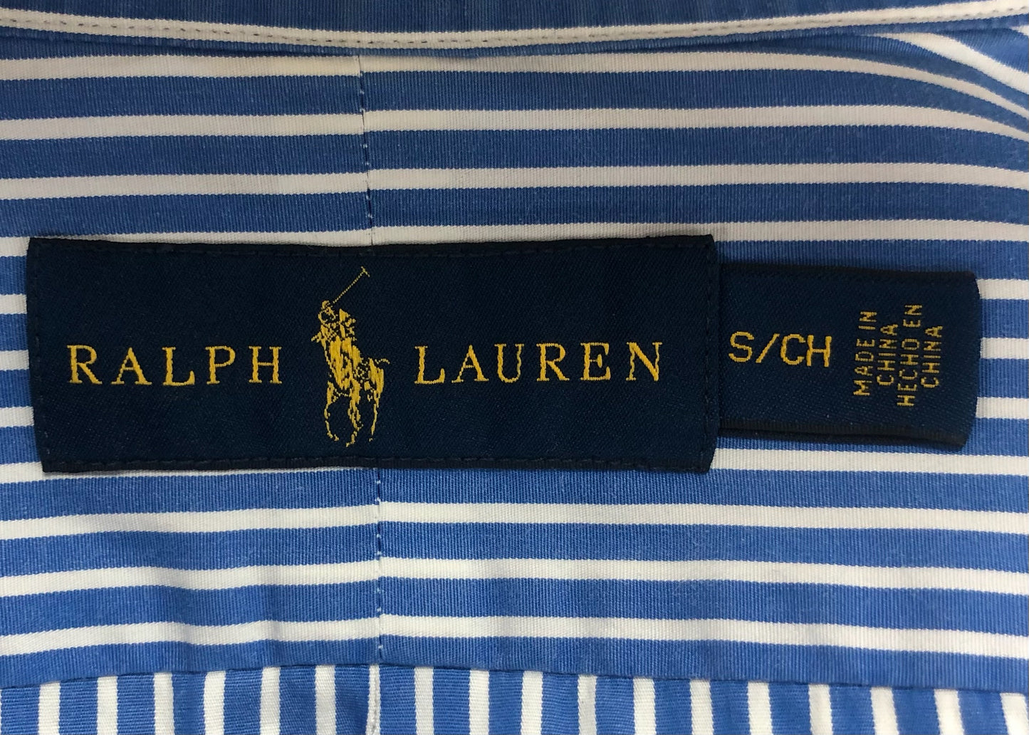 Camisa Polo Ralph Lauren 🏇🏼 de rayas en color azul navy y blanco Talla S Entalle Regular