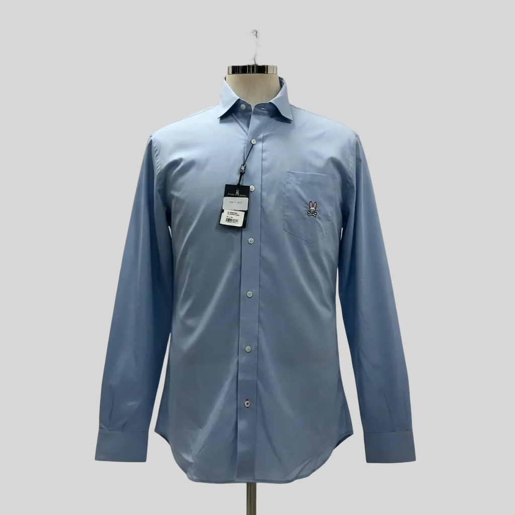 Camisa de botones Psycho Bunny 🐰  Color celeste claro con logo tradicional Talla L Entalle Regular