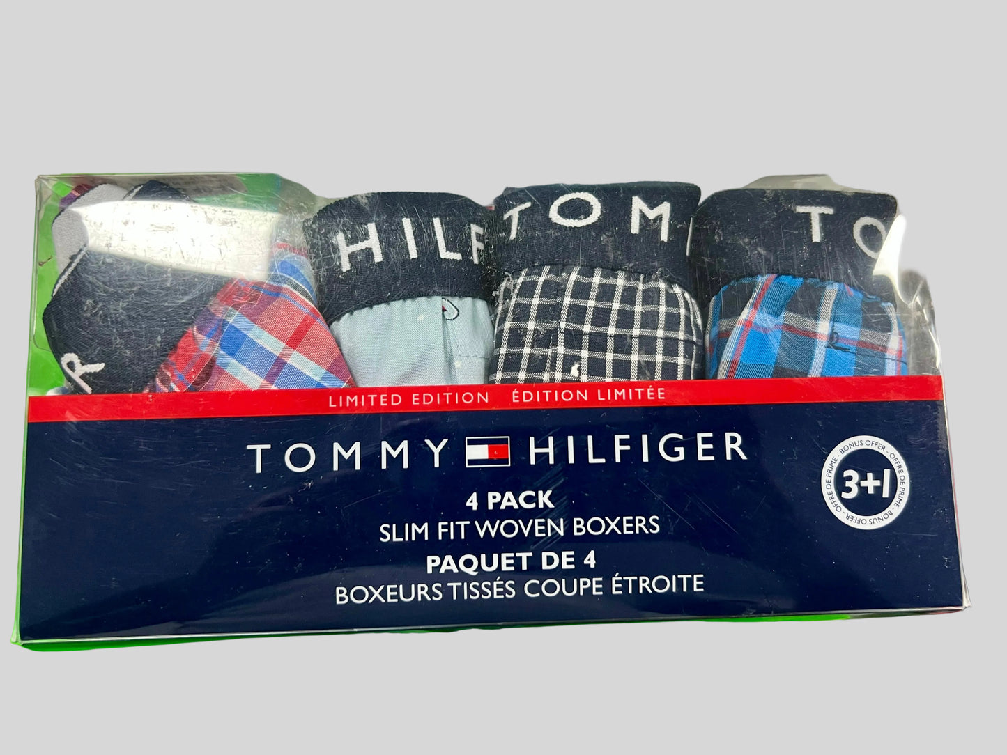 Paquete de 4 Boxer Briefs Tommy Hilfiger 🇺🇸 Clásicos de Tela algodón con patrón de cuadros Talla XL