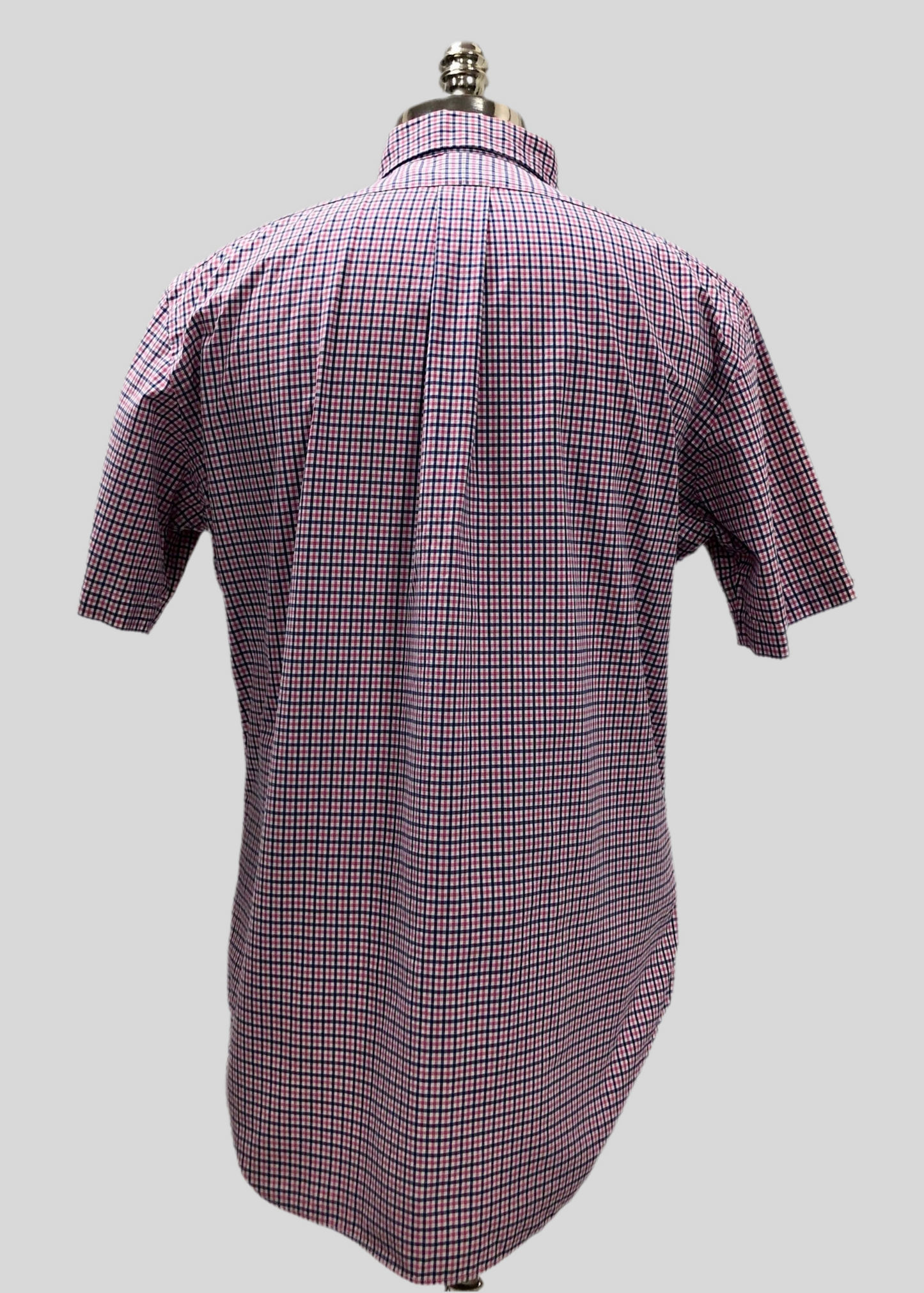 Camisa de botones Polo Ralph Lauren 🏇🏼 color blanco con patrón de cuadros azul navy y rosado Talla M Entalle Clásico