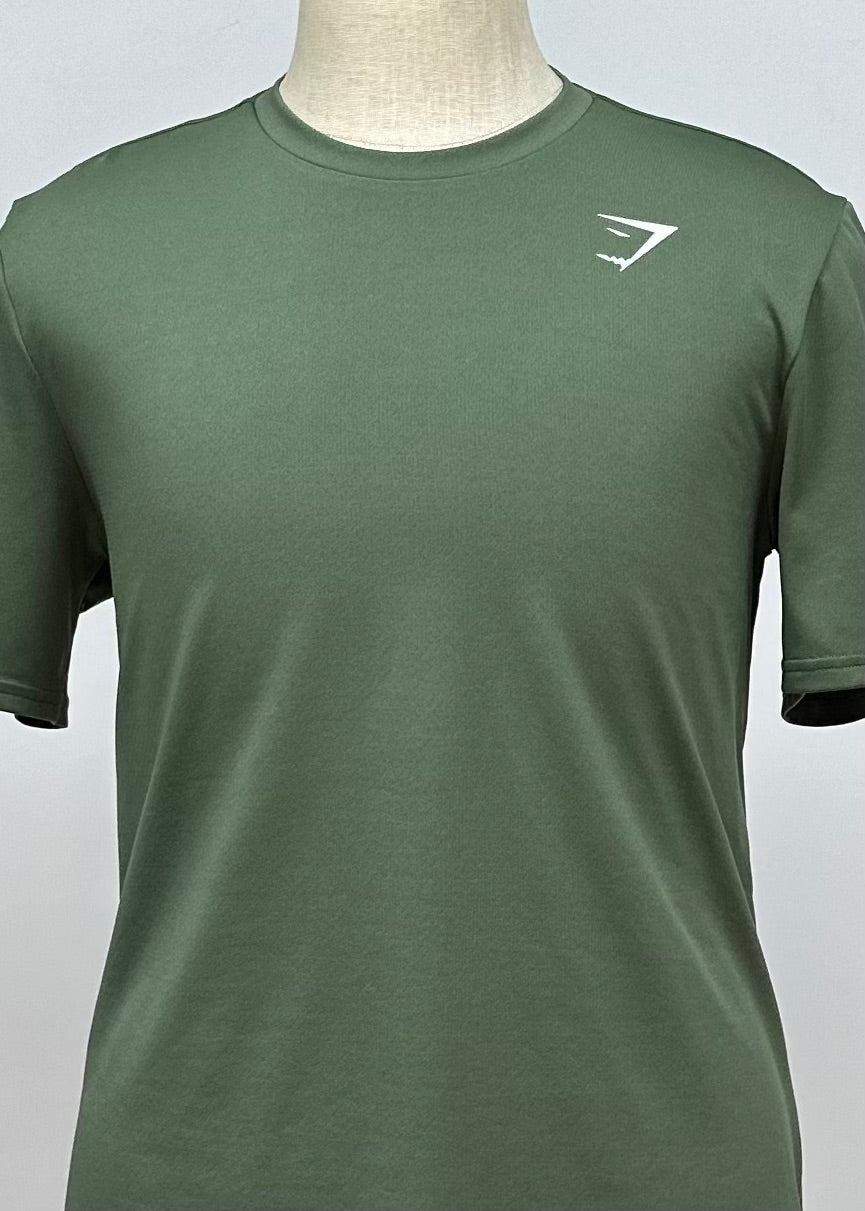 Camiseta de entrenamiento cuello redondo Gymshark 🏋🏽 color verde oliva manga corta Talla XL