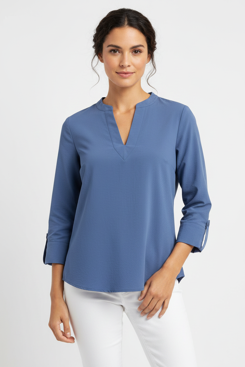 Blusa de mujer Vineyard Vines 🐳 Performance color azul grisáceo Talla S Entalle Regular