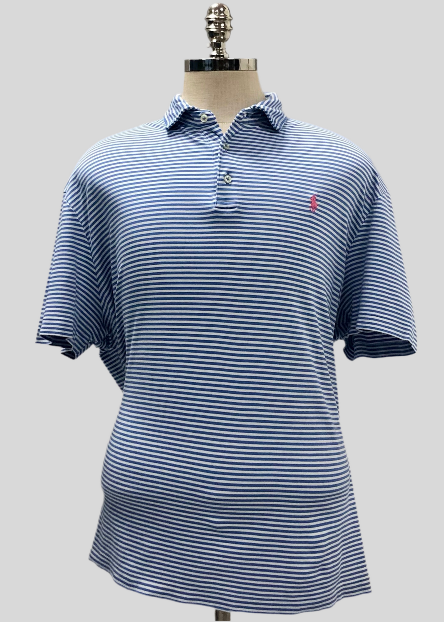 Camiseta Polo Ralph Lauren 🏇🏼 Pima de rayas en color blanco y azul Talla XXL Entalle Regular