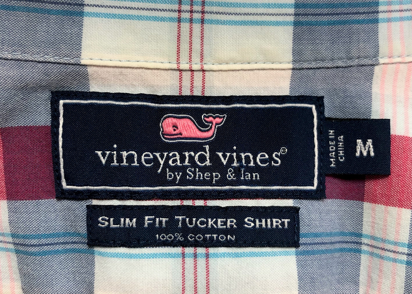 Camisa de botones Vineyard Vines 🐳 de cuadros en color rojo, gris y blanco Talla M Entalle Slim Fit