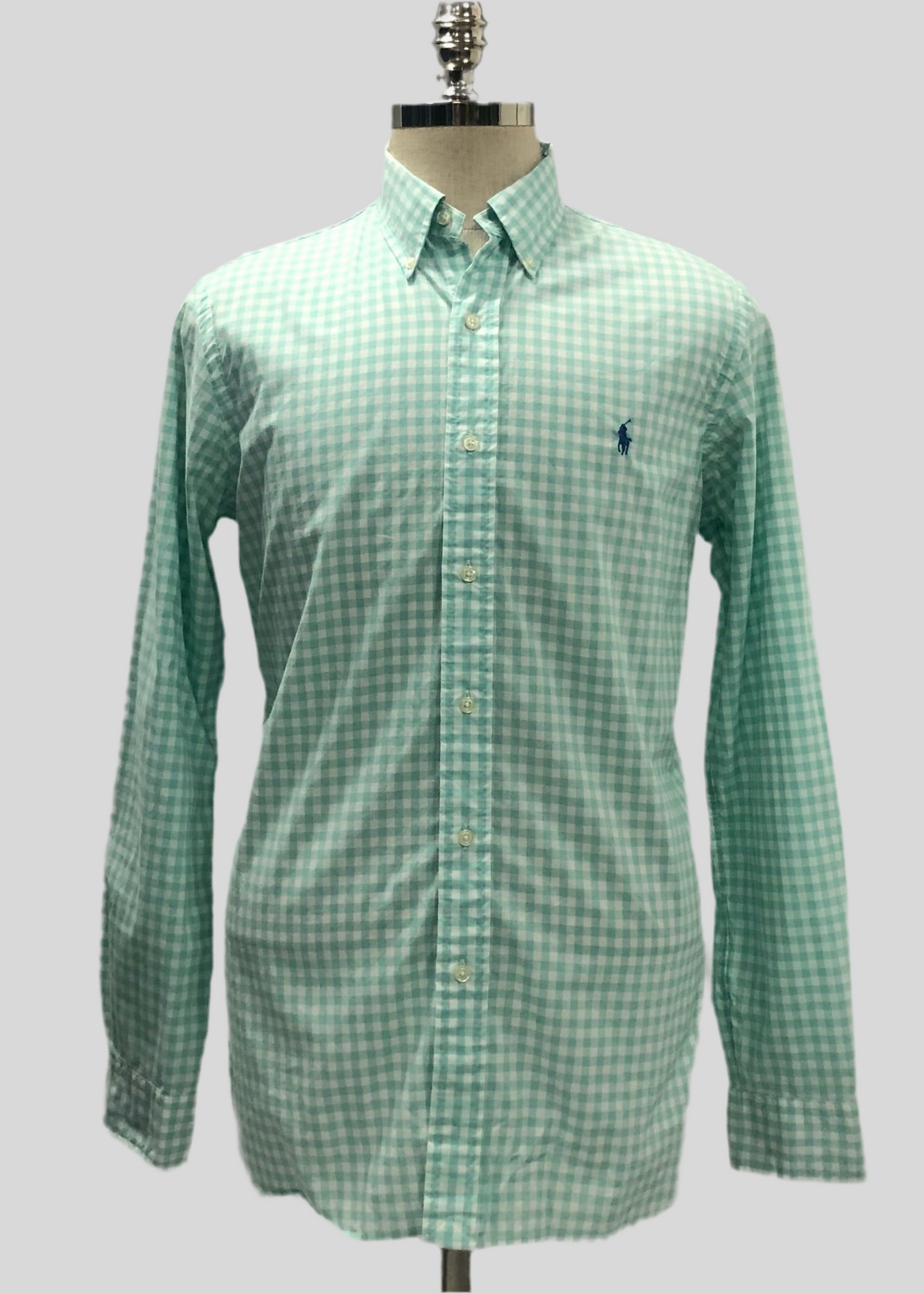 Camisa de botones Polo Ralph Lauren 🏇🏼 de cuadros gingham turquesa claro y blanco Talla M Entalle Regular