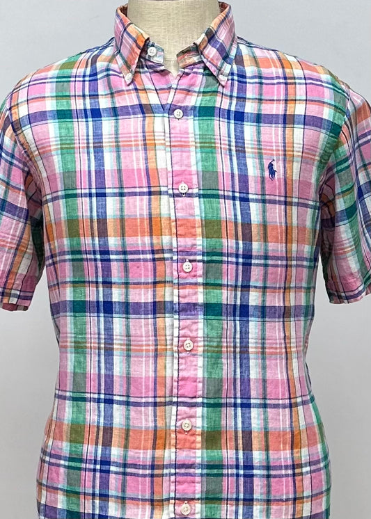 Camisa Polo Ralph Lauren 🏇🏼 de lino con cuadros multicolor Talla XL Entalle Regular