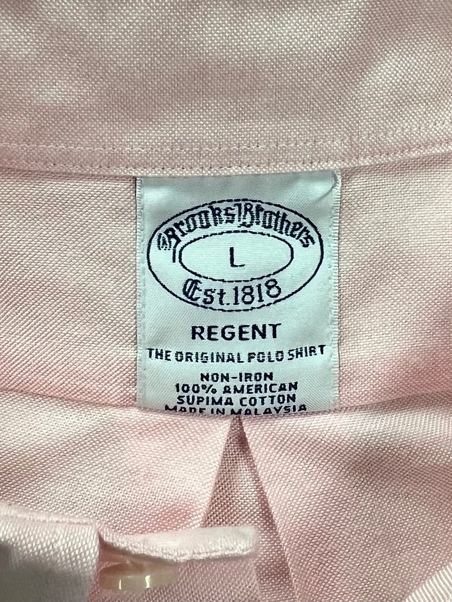 Camisa de botones Brooks Brothers 🐑 Oxford color rosado claro Talla L Entalle Regula
