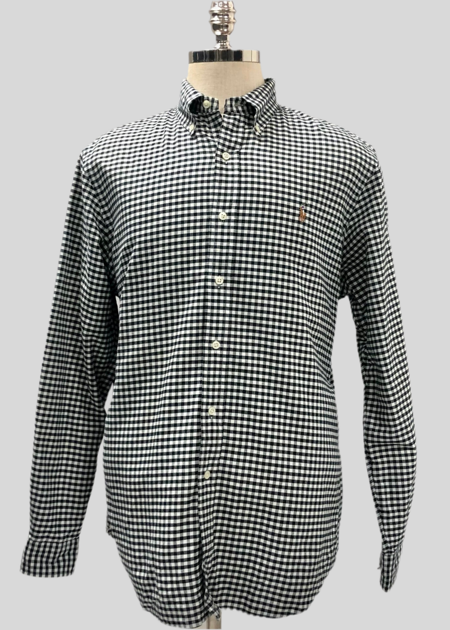 Camisa Polo Ralph Lauren 🏇🏼 de cuadros gingham negro y blanco Talla L Entalle Regular (ver descripción)