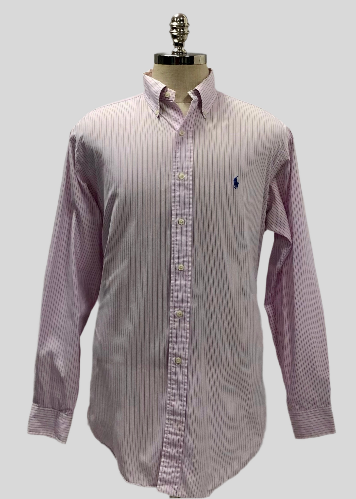 Camisa de botones Polo Ralph Lauren 🏇🏼 de rayas en color rosado claro, blanco y azul navy Talla XL Entalle Regular (ver descripción)